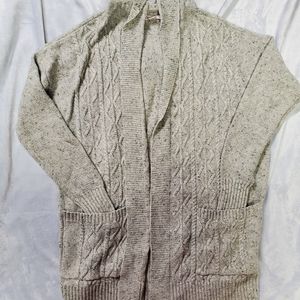 Hooded cable knit sweater